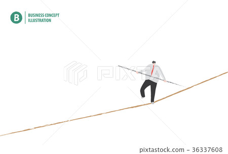 Businessman in equilibrium on the rope vector Businessman in equilibrium on the rope vector 36337608