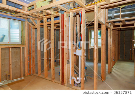 unfinished wood frame building or a house 36337871
