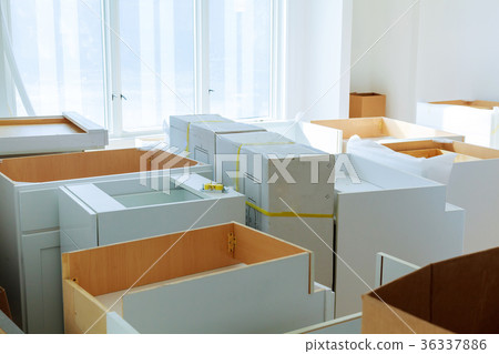 Custom kitchen cabinets stages installation Custom kitchen cabinets stages installation 36337886