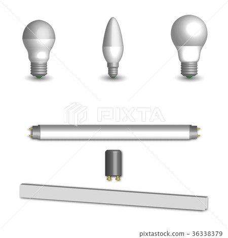 Set of different LED and fluorescent light bulbs Set of different LED and fluorescent light bulbs 36338379