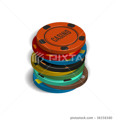 Stack of casino chips in 3D, vector illustration. Stack of casino chips in 3D, vector illustration. 36338380