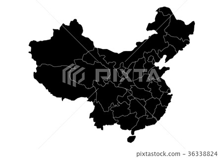 Administrative provinces of China. Black vector 36338824