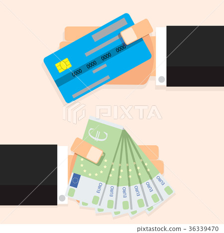 Cash money euro banknotes and credit card 36339470
