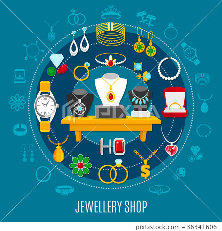 Jewelry Shop Round Composition Jewelry Shop Round Composition 36341606