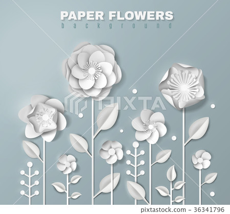 Realistic Paper Flowers Background Realistic Paper Flowers Background 36341796