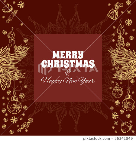 Merry Christmas and Happy New Year greeting card. Merry Christmas and Happy New Year greeting card. 36341849