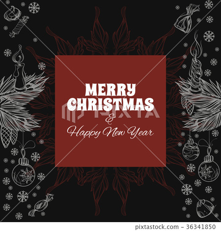 Merry Christmas and Happy New Year greeting card. 36341850