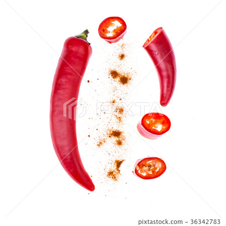 Fresh chilli peppers on white background Fresh chilli peppers on white background 36342783