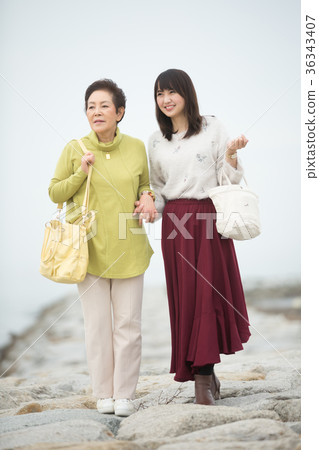 父母和孩子的母親和女兒旅行 36343407