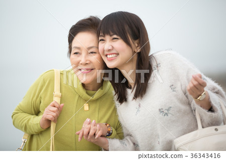 父母和孩子的母親和女兒旅行 36343416