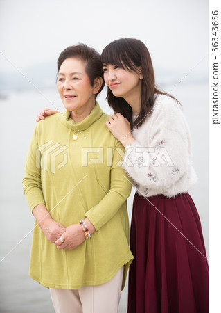 父母和孩子的母親和女兒旅行 36343656