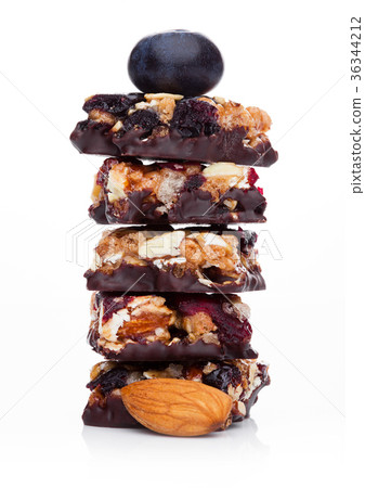Healthy cereal bar with almonds and blueberries Healthy cereal bar with almonds and blueberries 36344212