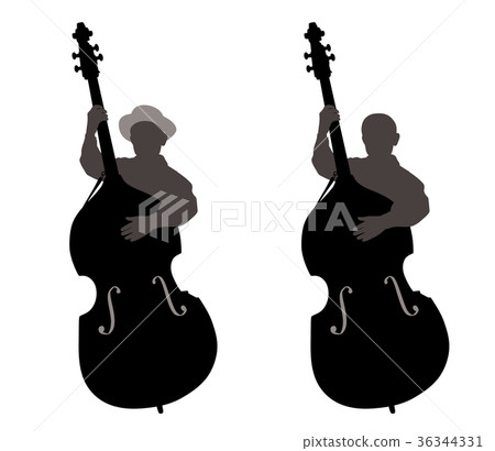 Boy standing behind a contrabass 36344331