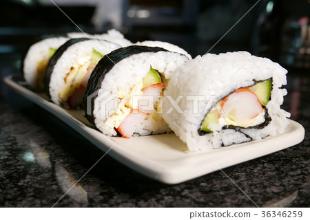 Sushi rolls on marble table Sushi rolls on marble table 36346259