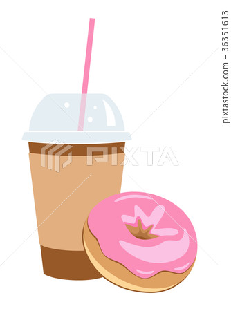 Coffee and donut hand drawn vector illustration. Coffee and donut hand drawn vector illustration. 36351613