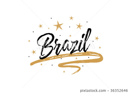Brazil. Name country word text card, banner script Brazil. Name country word text card, banner script 36352646