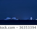 Night view of Tokyo Gate Bridge and Ferris wheel 36353394