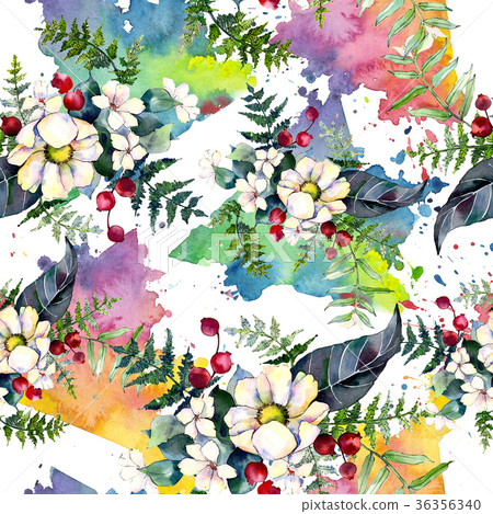 Bouquet flower pattern in a watercolor style. 36356340