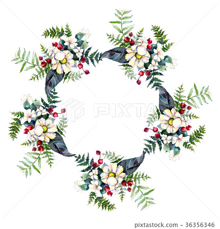 Bouquet flower wreath in a watercolor style. - Stock Illustration ...