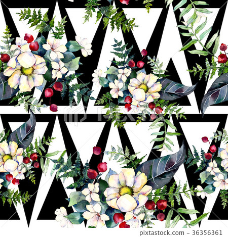 Bouquet flower pattern in a watercolor style. Bouquet flower pattern in a watercolor style. 36356361