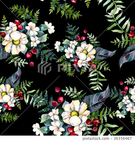 Bouquet flower pattern in a watercolor style. 36356467