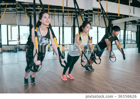 group of friends happy enjoy to using TRX 36356626