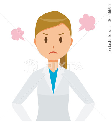 白色外套的惱怒的女性醫生 36356696