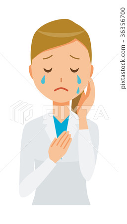 一件白大褂的一位女性醫生哭 36356700