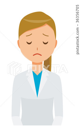 A female doctor in white is apologizing 36356705