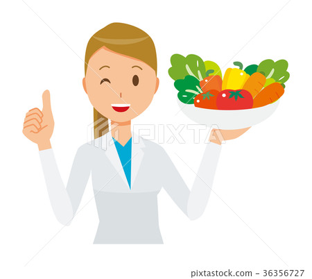 一件白色外套的一位女性醫生有菜 36356727