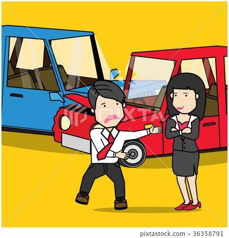 car crash, with two cars front collide hit. 36358791