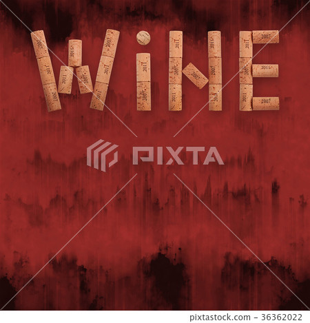 Word wine shaped by corks over grunge red Word wine shaped by corks over grunge red 36362022