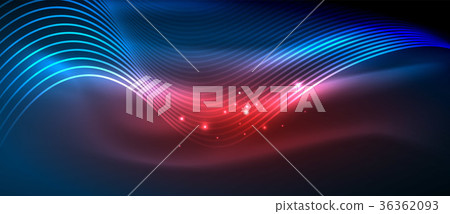 Glowing abstract wave on dark, shiny motion Glowing abstract wave on dark, shiny motion 36362093