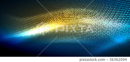 Glowing abstract wave on dark, shiny motion Glowing abstract wave on dark, shiny motion 36362094