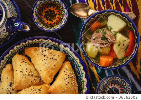 Soup with lamb and vegetables, oriental style. 36362502
