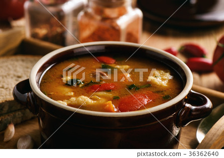 Hungarian soup goulash (bograch) with dumplings. Hungarian soup goulash (bograch) with dumplings. 36362640