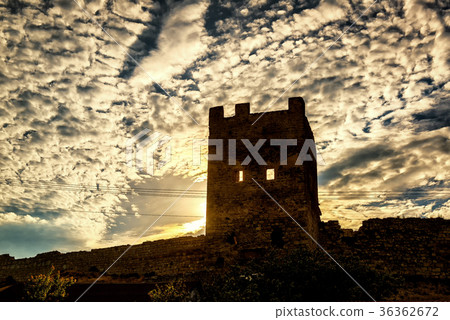 Genoese fortress in Feodosia at sunset, Crimea 36362672