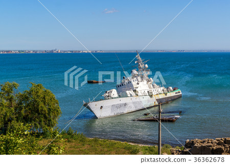 Damaged Ukrainian military boat in Crimea 36362678