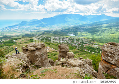 Tourist on the Demerdji mountain in Crimea 36362699