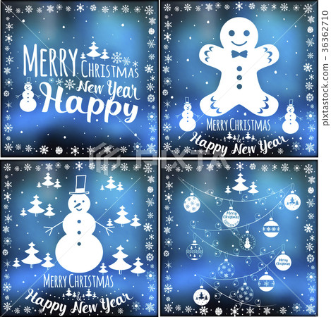 Merry xmas and happy new year cards set Merry xmas and happy new year cards set 36362710