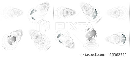 Isolated 3D dotted world globes with abstract 36362711