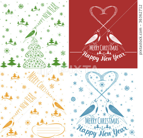 Merry xmas and happy new year cards set Merry xmas and happy new year cards set 36362712