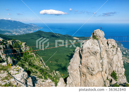 The rope bridge on the Mount Ai-Petri in Crimea 36362840