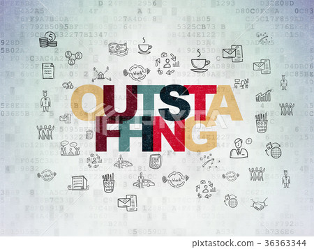 Business concept: Outstaffing on Digital Data Business concept: Outstaffing on Digital Data 36363344