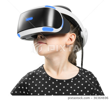 Virtual reality helmet on the girl Virtual reality helmet on the girl 36364696