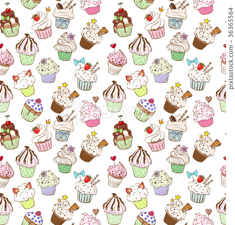 Seamless background with colored doodle sketch 36365564