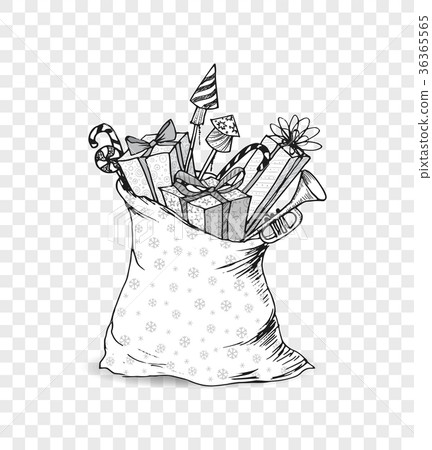 Doodle Christmas sack with gifts. 36365565