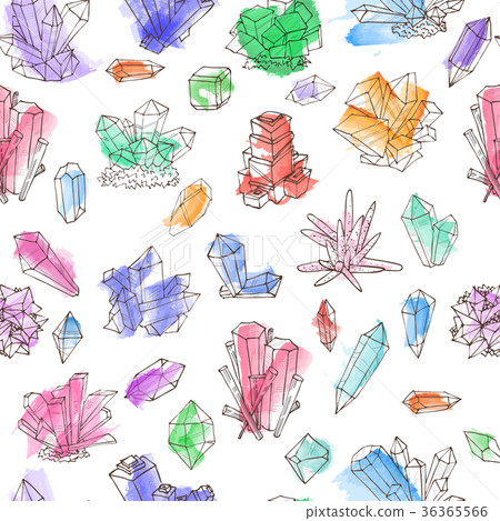 Seamless background with colored doodle crystals 36365566