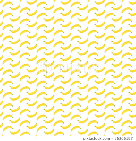 Flat fresh banana pattern on isolated white 36366197