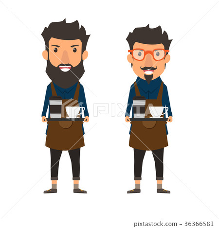 Hipster style. Barista holding a coffee  36366581